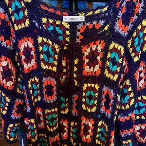 Zara Knit Crochet Duster Sweater